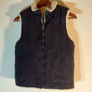 Vintage Wool Vest, Tan Wool & Black Panel, Size S
